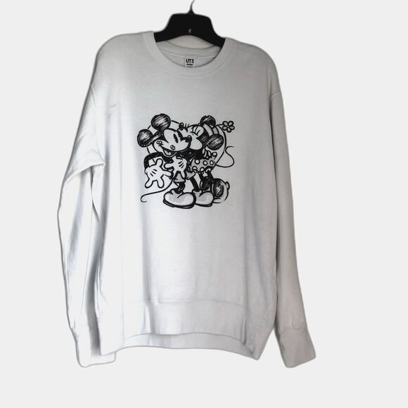 Uniqlo x Joshua Vides Disney Mickey & Minnie Sweatshirt White L UT Collaboration - Picture 1 of 5